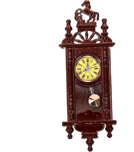 アンティーク　ミニペグドール　木製 Amazon.com: HOMSFOU Miniature Dollhouse Wall Clock, 1:12 Scale